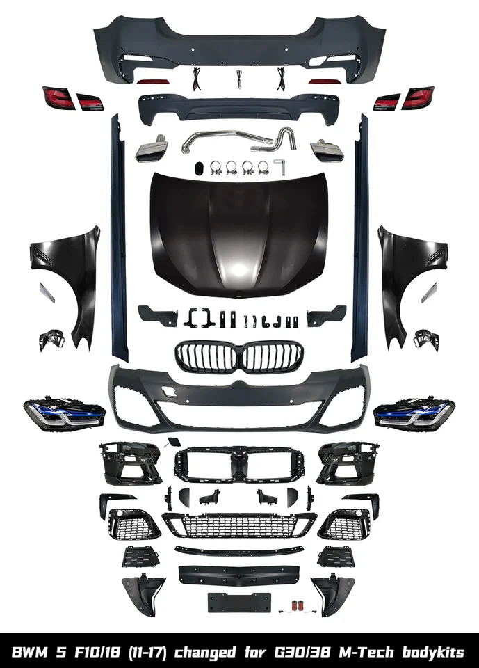 Auto s úplným nastavením facelift zadný predný nárazník Mt M Tech BodyKit Body Kit pre 5 sérií F10 F18 Upgrade na G30 G38 LCI M-TECH MT