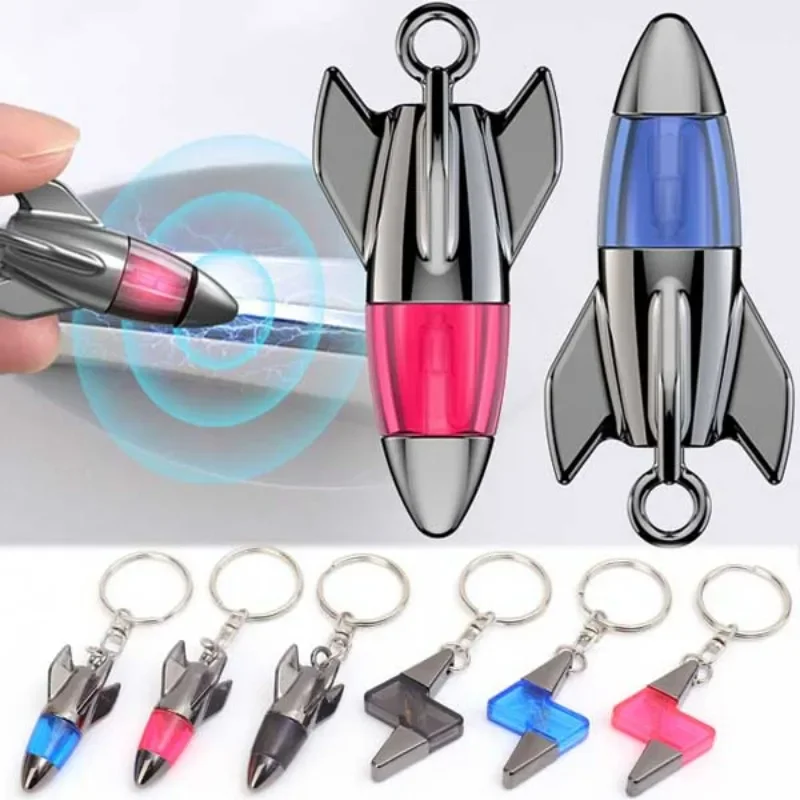Auto statické eliminátor Keychain Gulet Head Raket blesk v tvare anti statické kľúče dekoratívne prívesok Elektrostatické uvoľňovanie