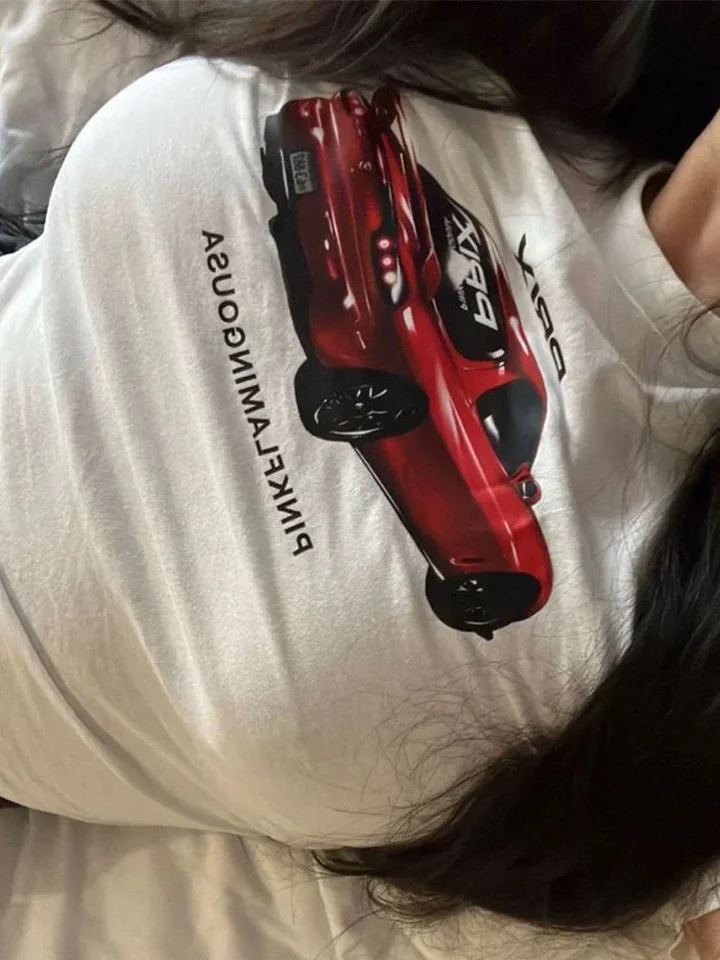 Auto tlač punk fairycore plodiny vrcholy vintage dámske gotické grunge roztomilé tričká y2k oblečenie Slimwear Slim Sexy Baby Tee Tee