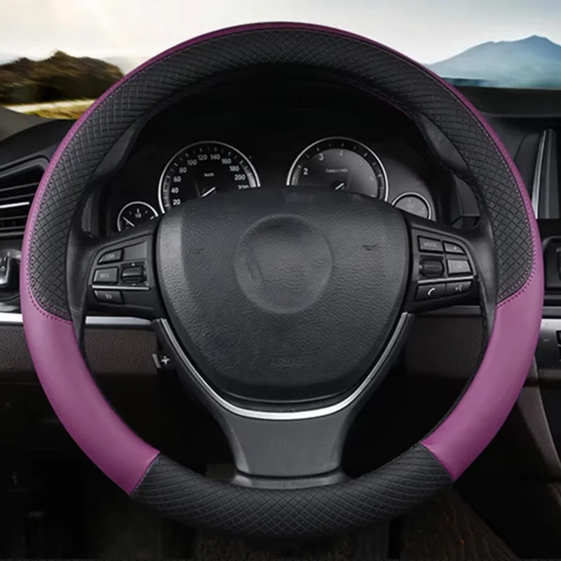 Auto Universal 38 cm volantu pokrýva automatické interiérové ​​autá Kožený ochranný kryt štvorročné univerzálny kryt volantu