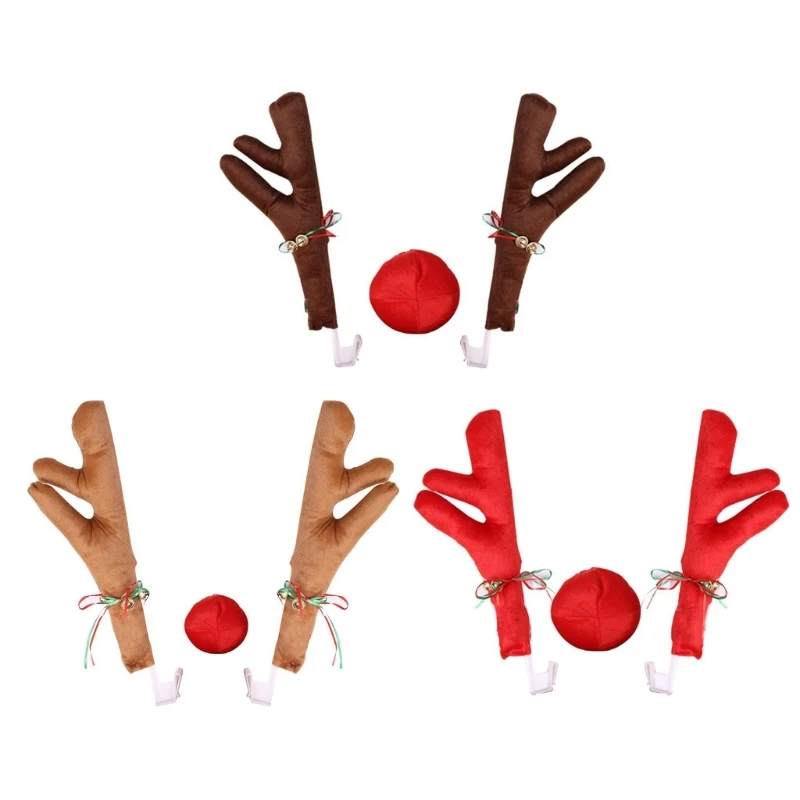Auto vianočné dekorácie Reindeer Antler and Nose Ornament Car Body Decors Set Set