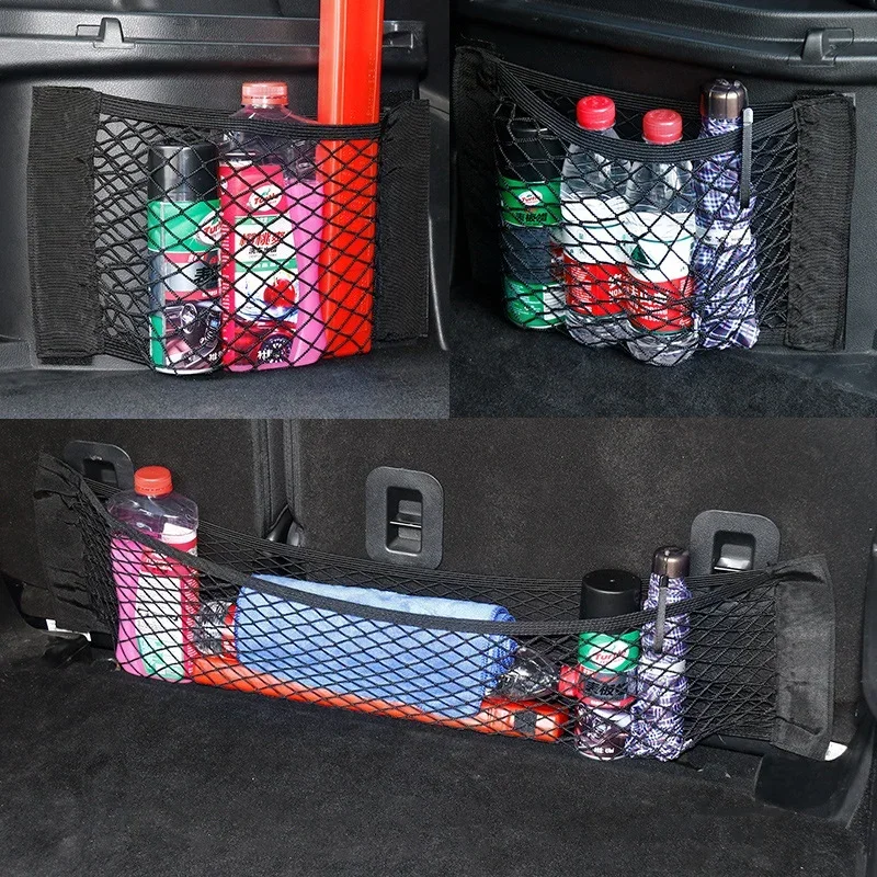 Auto zadné zadné sieťové sedadlo Elastic String Set Net Magic Sticker Universal Storage Bag vrecko na klietku automatický organizátor sedadlo vrecko na sedadlo
