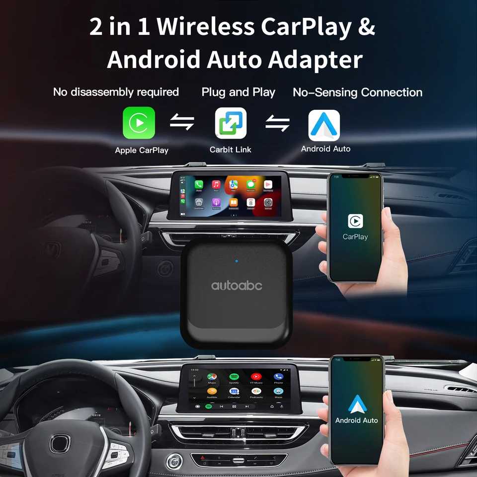 AutoABC Easy Connection k bezdrôtovej CarPlay Android Auto pre Chery Jetway X70 X70S X90 X95 T1K CarbitLink Smart Connect Adapter