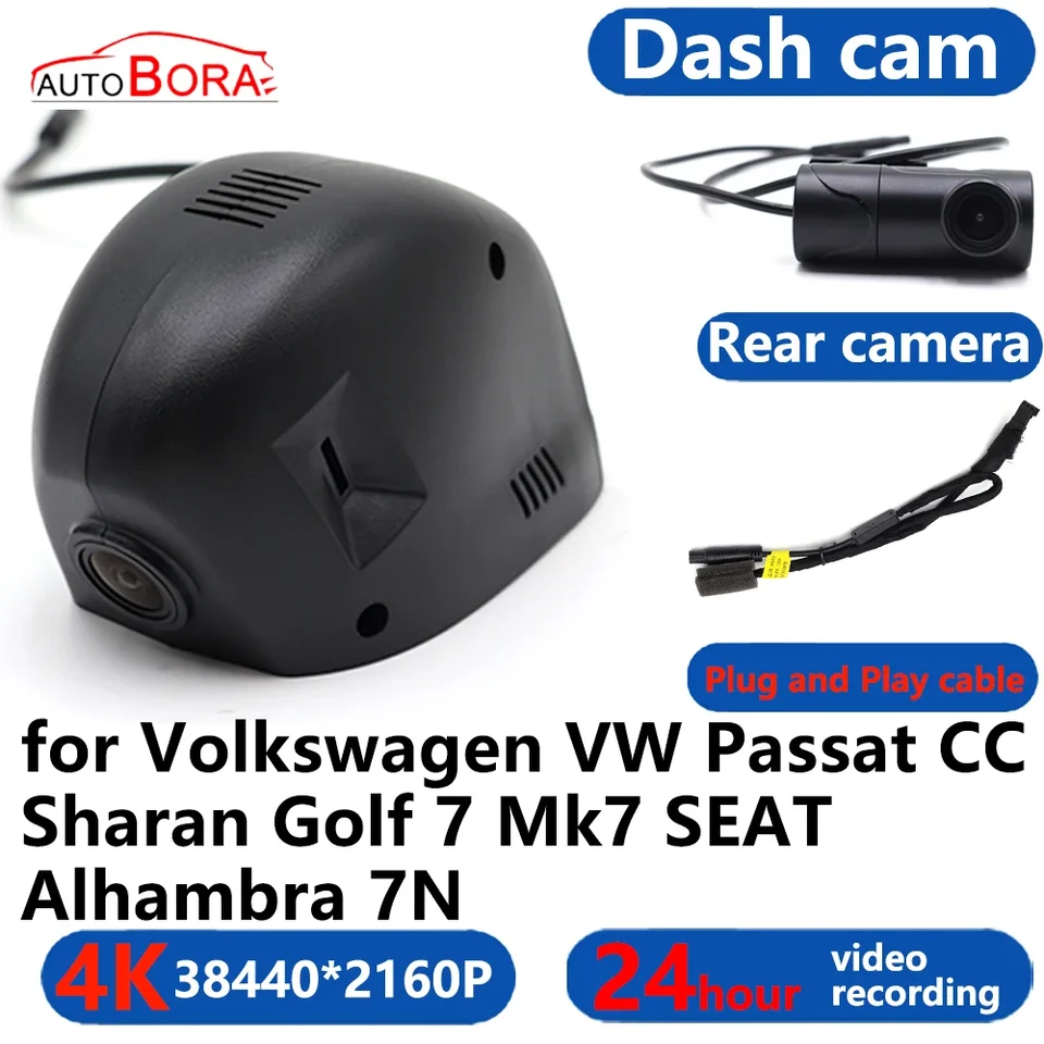 Autobora 4K WiFi 3840*2160 DVR DVR DVR Dash Camera Camera 24H Video pre Volkswagen VW Passat CC Sharan Golf 7 MK7 Seat ALHAMBRA 7N