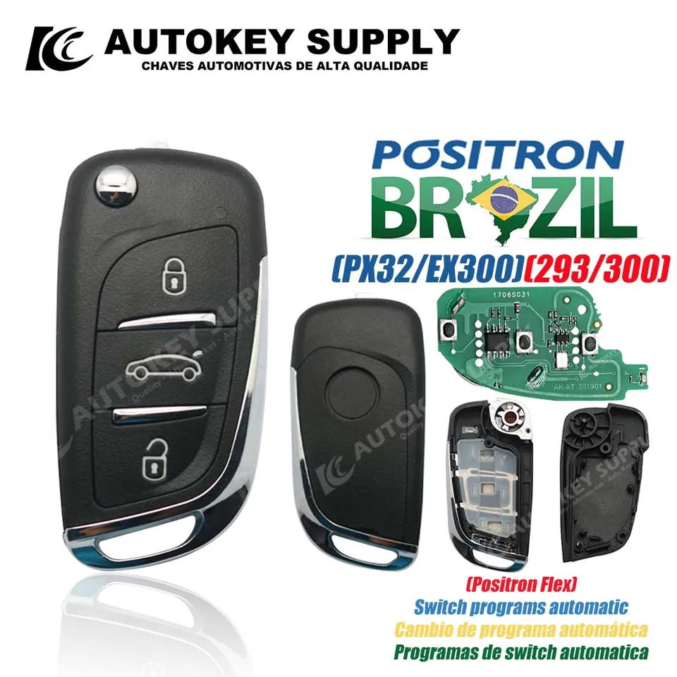 AutoKeysupply AKBPCP11AT Dvojitý program (293/300) Ovládanie tlačidla 3 Grapllar 3 s sponou batérie pre brazílsky pozitrón Flex