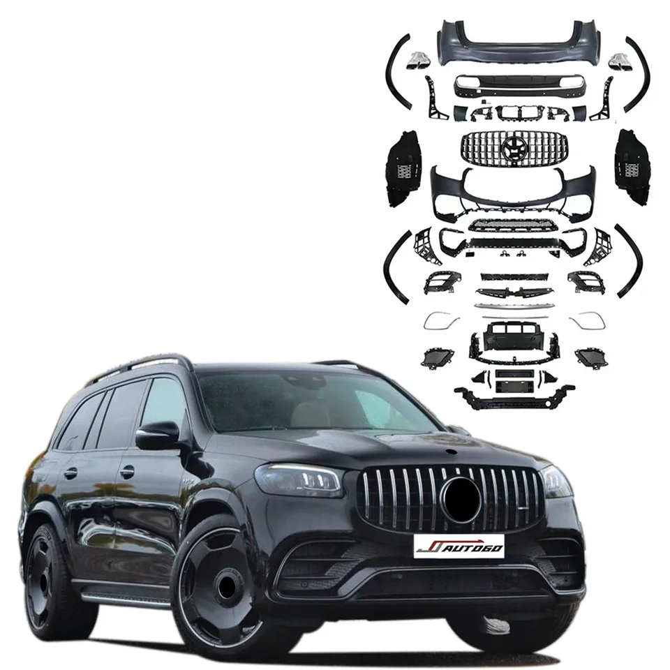 Automatická modifikácia Konverzia Body Kit pre Benz GLS X167 20-22 Aktualizácia na predný prvok v štýle GLS63 AMG+obočie zadného nárazníka mriežky