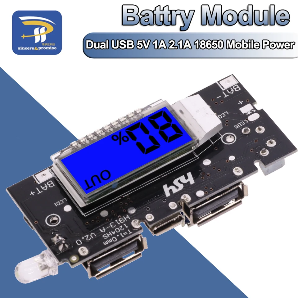 Automatická ochrana! Dual USB 5V 1A 2.1A Mobilná elektrická banka 18650 Lítiová nabíjačka