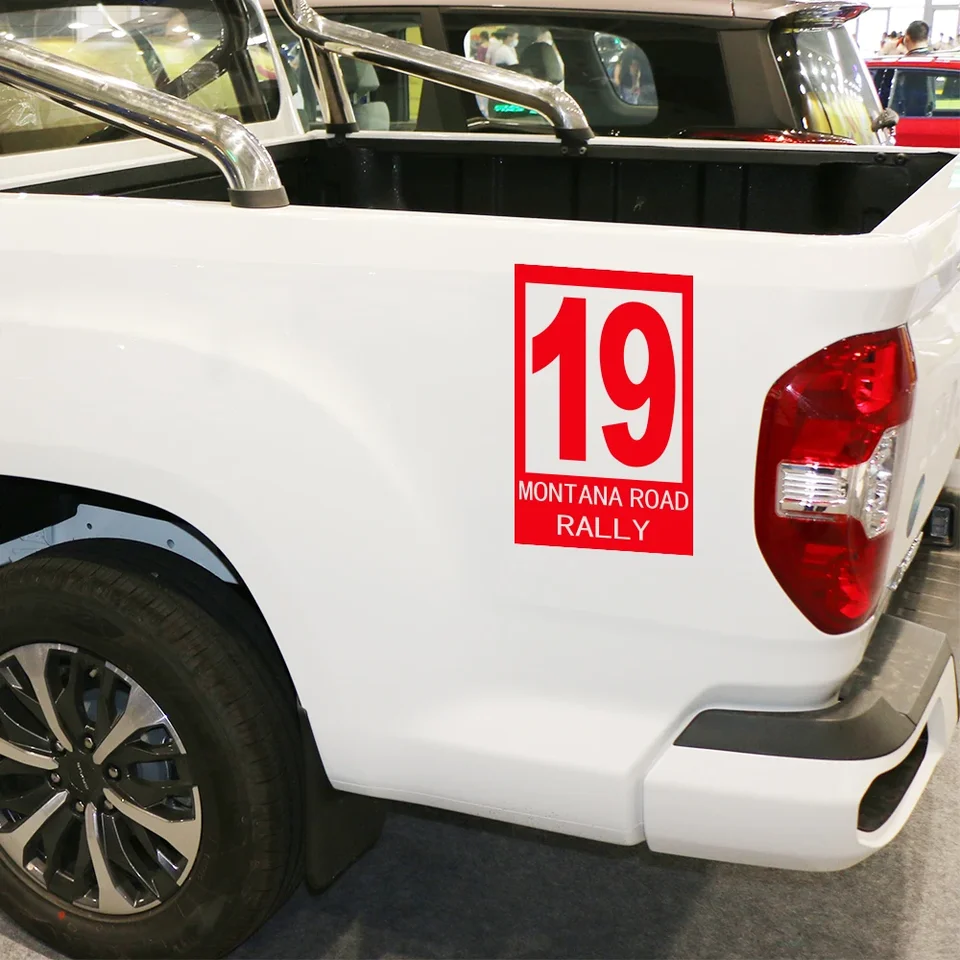 Automatické bočné vinylové dekorácie Decals Číslo 19 Montana RAST RALLICE STYLING STACKER pre autá SUV PICKUP Universal DIY ladenie doplnkov