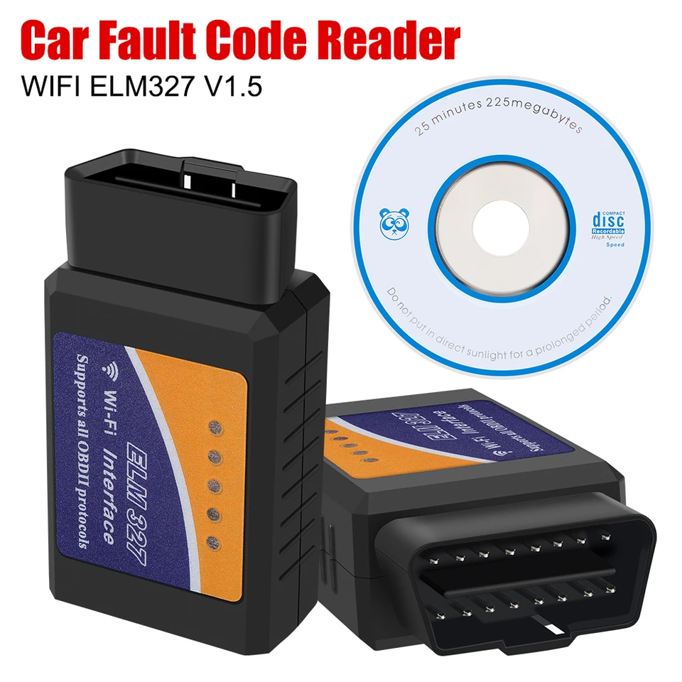 Automatické diagnostické skenovacie náradie pre auto pre iOS Android OBD2 skener 1pc Čítač chybového kódu CAR ELM327 WIFI V1.5 OBDII adaptér