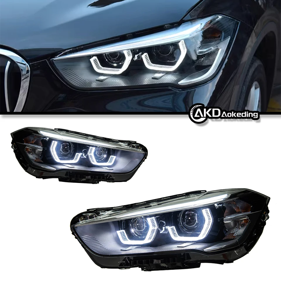 Automatické diely pre BMW X1 F48 svetlomety 2016-2019 Najnovší štýl LED denné svetlá Duálne projektorové autá Accesorios upravené