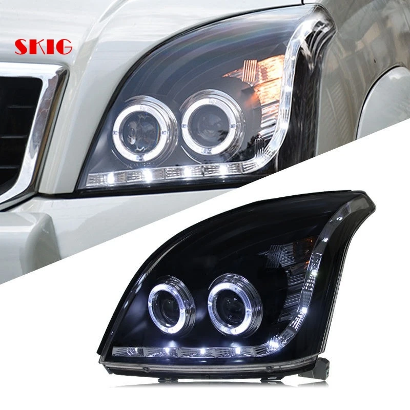 Automatické diely pre Toyota Prado 03-09 Zostava svetlometu Toyota Prado FJ120 upravená LED anjelské oko Xenon Lamp