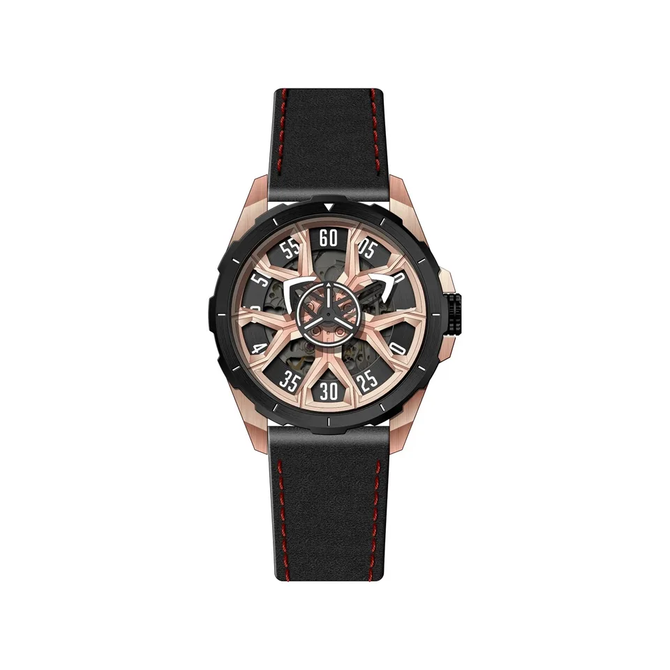 Automatické hodinky na obtVLO Mens Sport Mechanical Wristwatch Skeleton Wheel Color Color Sapphire 50 m vodotesný svetelný svetelný miyota 8n24