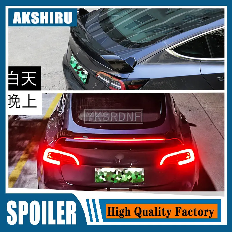 Automatické LED Dýchanie Tail krídla zadné spojlery Kriptery Krídla Car Ab ABS Tail Wing Decoration Car Styling pre Tesla Model 3 2017 - 2019