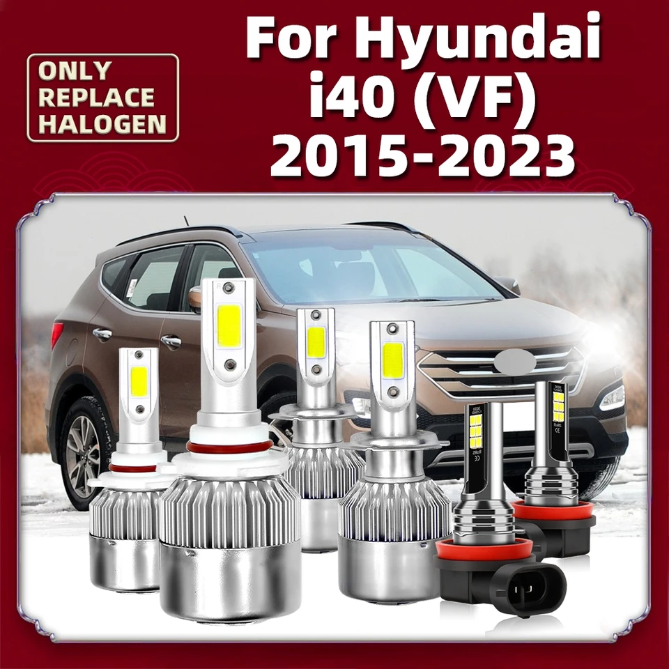 Automatické LED svetlomety LED žiarovky vysoké nízky lúč + hmlové žiarovky 12V pre Hyundai I40 (VF) 2015 až 2023 2022 2021 2020 2019 2018 2018 2017 2016