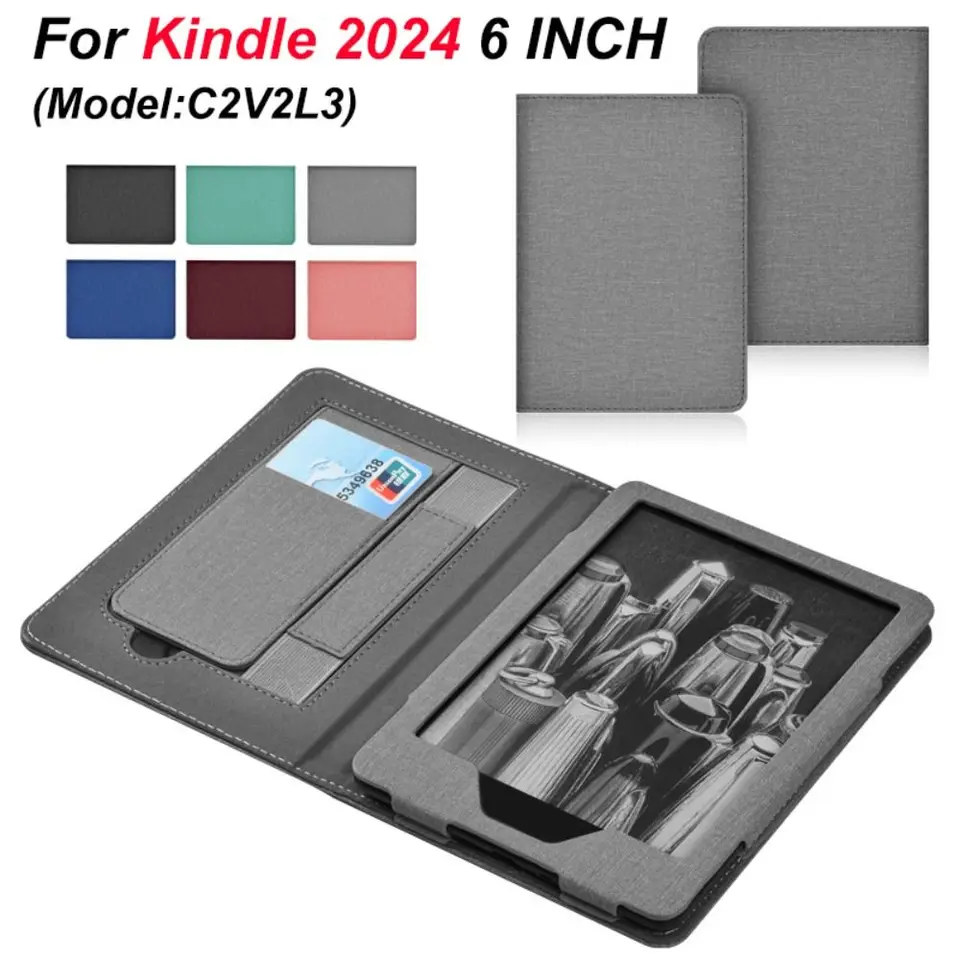 Automatické prebudenie/spánok 6-palcový ereader puzdro Shock odolný voči ručným popruhom Smart Folio Funda Wear-rezistentné PU pre Kindle 2024 12. gen