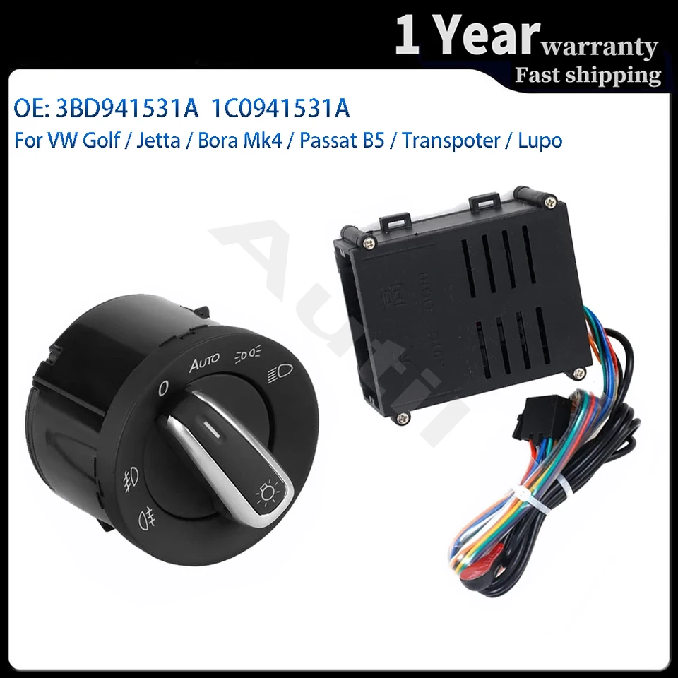 Automatické svetlomet Chrome Light Switch Sensor Sensor pre diela W Golf 4 Jetta Mk4 Passat B5 Polo Transporter Multivan 3BD941531A