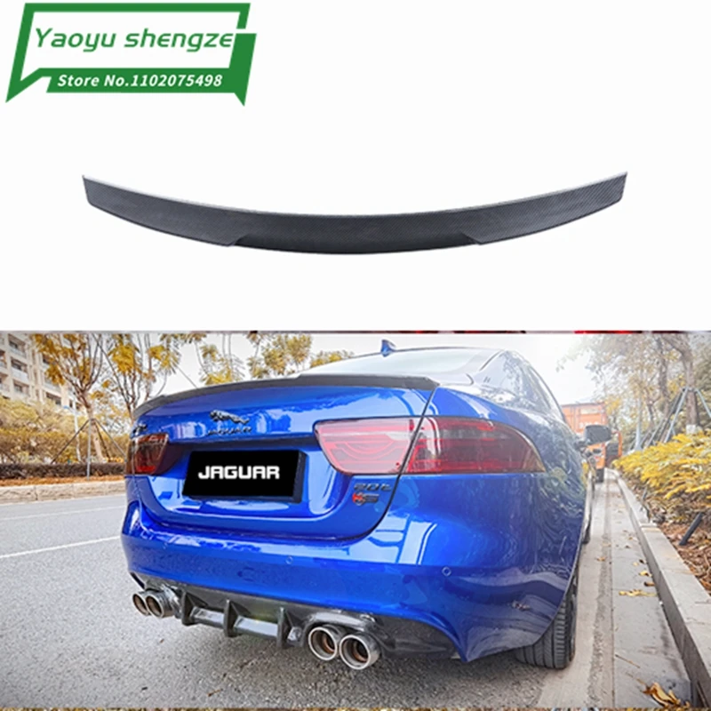 Automatické vysokokvalitné ABS uhlíkové vlákno vzhľad Zadný spojler pery Trunk Boot Wing 1ks Styling pre Jaguar Spoiler XE 2018-2021