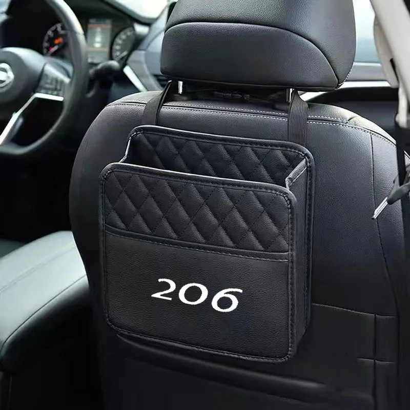 Automatické zadné sedadlá SKLADOVANIE TISUSUE DOPLNKA DOPLNKA PUCK PUNKY PU KOŽENÉ ČIERNY TRUBNÉ SKLADOVANIE SKLADOV AKO PREUGEOT 206 Automobilové doplnky