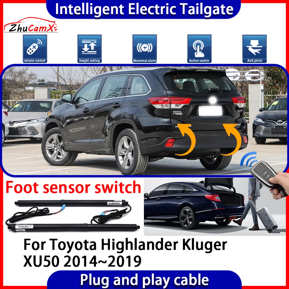 Automatické zdvíhacie súpravy Otvorenie kmeňa Trunk Intelligent Electric Tail Gate Lift Tailgate pre Toyota Highlander Kluger Xu50 2014 ~ 2019