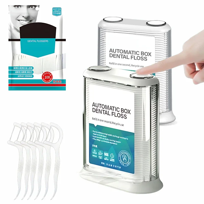 Automatický držiak na držiak na prenosný prenosný organizátor Floss Organizátor jednorazové plastové prúžky Polyetylénové vlákno Flosser Orálna starostlivosť
