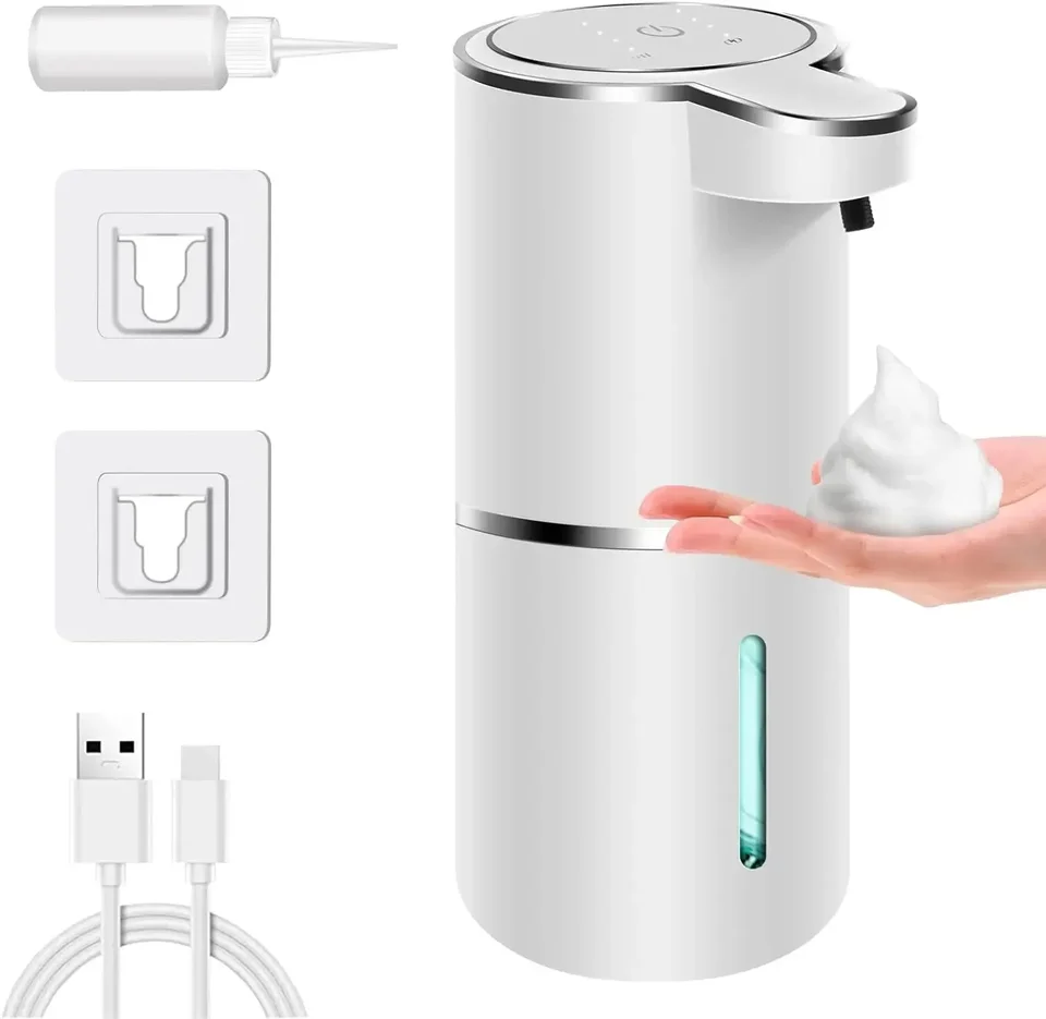 Automatický dávkovač mydlového dodávky na dotykové penové mydlo 380 ml nabíjateľné elektrické 4 úrovne nastaviteľného penového mydla Dávkovač