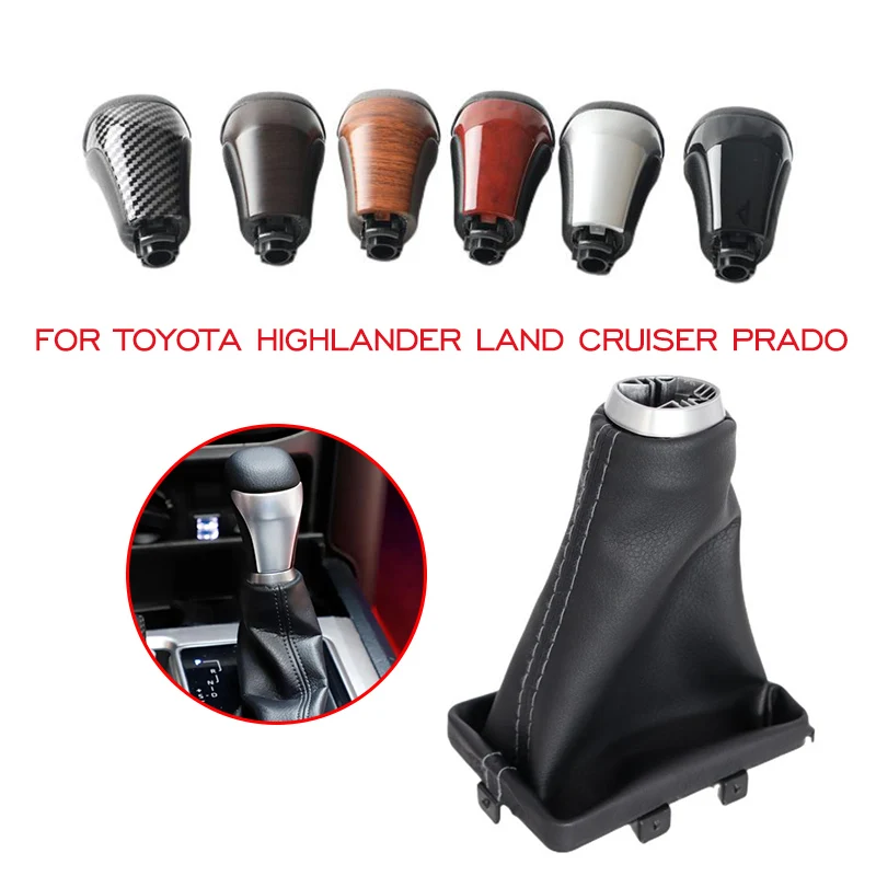 Automatický gombík na radenie gombíkovej rukoväte guľôčková páka páka kožený radiaci gaitor topánka pre topánky pre Toyota Highlander Land Cruiser Prado