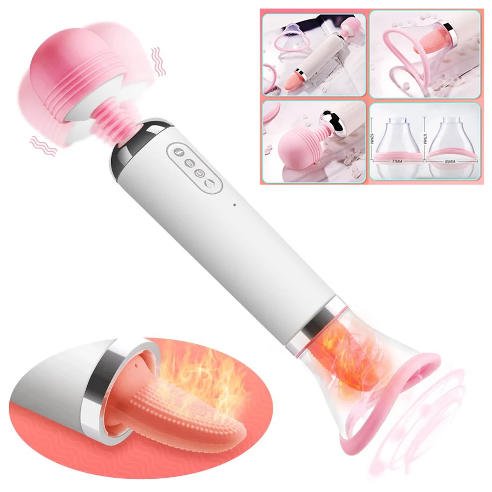 Automatický inteligentný vykurovací vibrátor 3 v 1 výkonný stimulátor G-Spot Stimulátor bradavky sať klitoris jazyk lízanie vibrátor Sex Shop