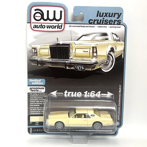 Automatický svet 1/64 AW 1979 Lincoln Continental Yellow Diecast Model Car pre deti Darček