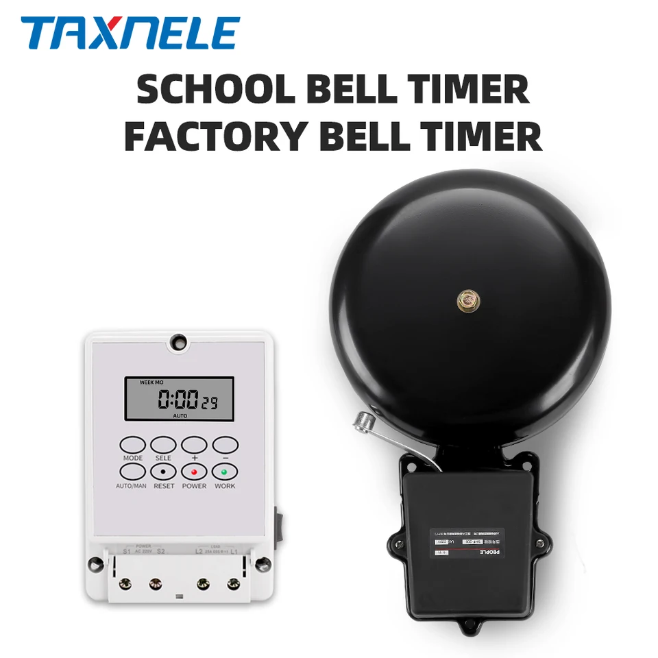 Automatický zvonček časovač Časovač Škola School Factory Bell 220V Zyt08 s prsteňovým zvončekom 80 -krát jeden deň 6 8 palcových časových spínačov