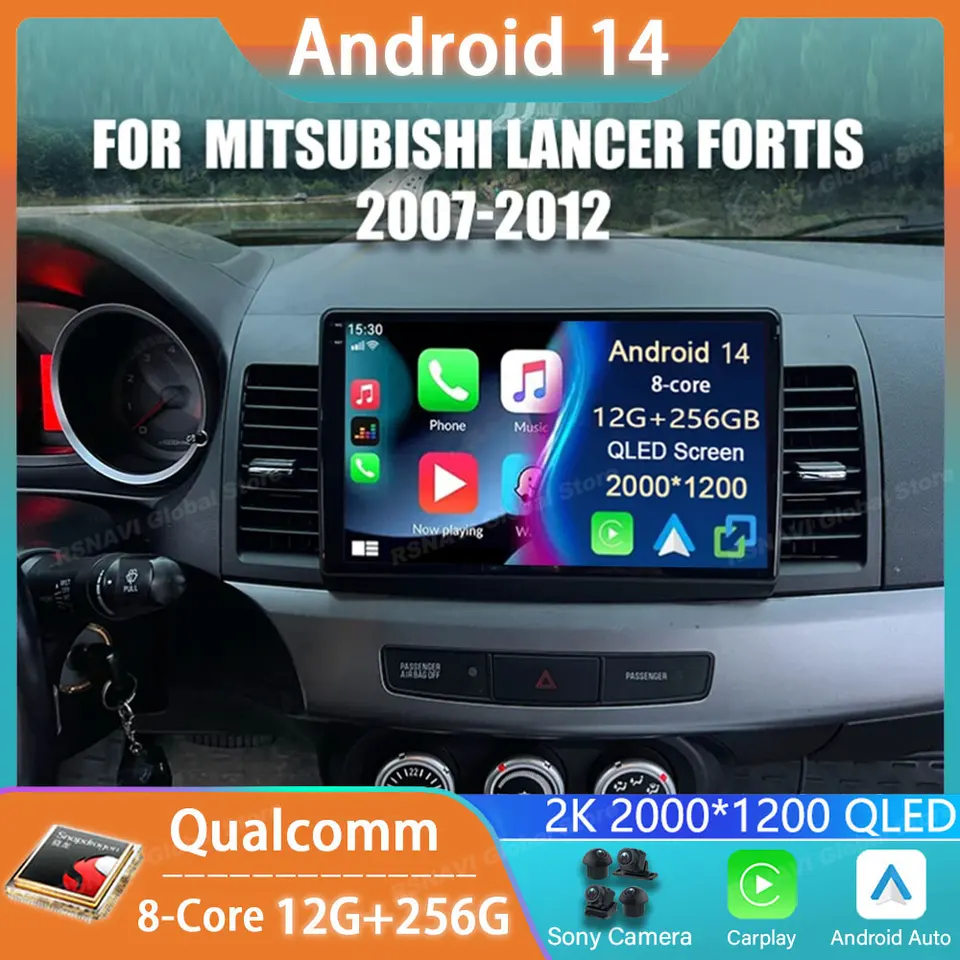 AUTOMOBIL A Android 14 pre Mitsubishi Lancer 10 CY 2007 - 2017 GPS CarPlay Multimedia Navigation Player Stereo Auto DSP BT 2DIN 5G
