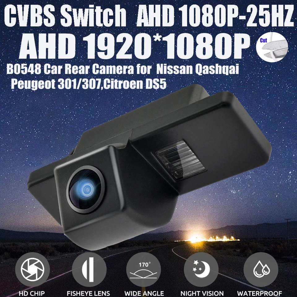 Automobil Licencia Late Lamp Parking Zadný pohľad na fotoaparát 1080p HD CCD pre Nissan Qashqai Peugeot 301 307 Citroen DS3 5 Android AHD Monitor