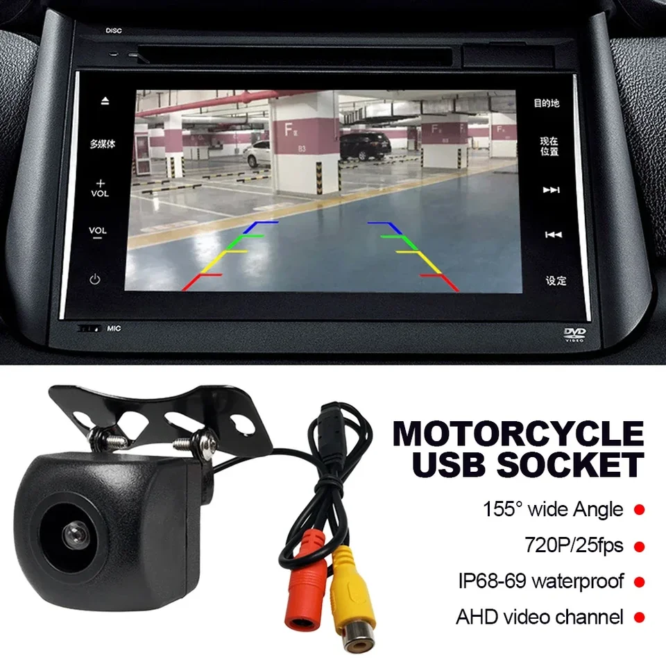 Automobil so širokouhlým uhlom zadného pohľadu Camera Overing Parking Monitor IP68 nepremokavý AHD/720p Ultra-čistý fotoaparát Univerzálny pohľad na zadné zobrazenie
