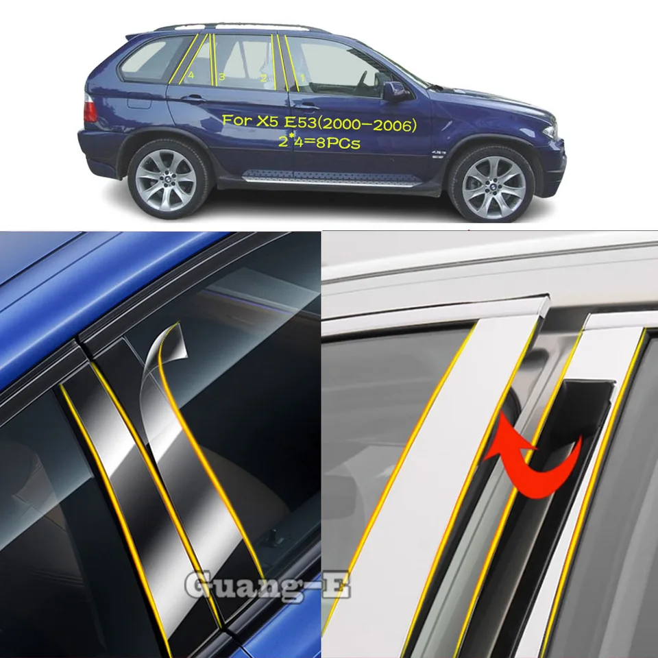 Automobil TPU/Glossy Mirror PC Materiál stĺpový stĺpový kryt pre BMW X5 XDRIVE E53 2000 2001 2002 2003-2006