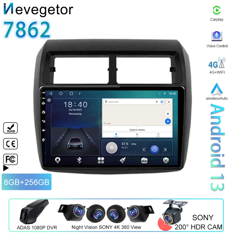 Automobilie Android Auto pre Toyota Agya Wigo 2013-2018 Hlavná jednotka multimediálny hráč GPS Navigation CarPlay BT 5G WiFi č. 2Din DVD