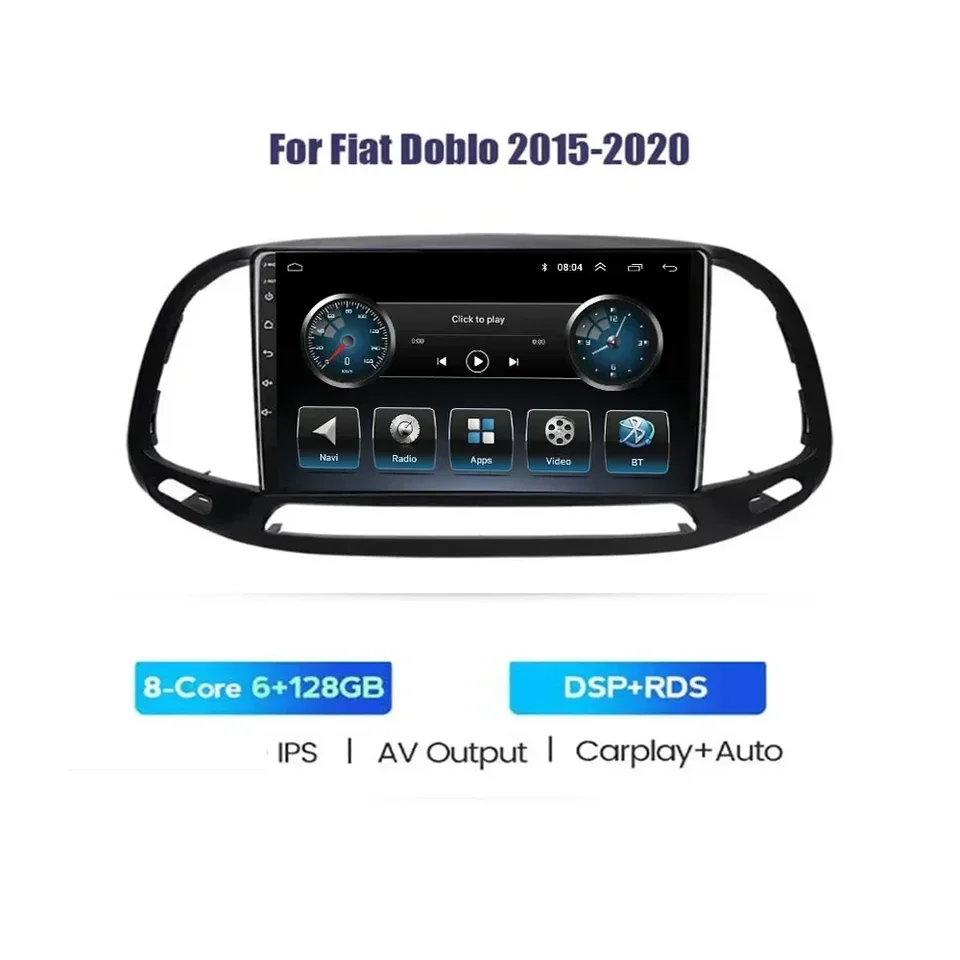 Automobilie GPS Android 13 multimediálny video prehrávač Auto stereofónny zvuk pre Fiat Doblo 2015-2050 CarPlay No DVD