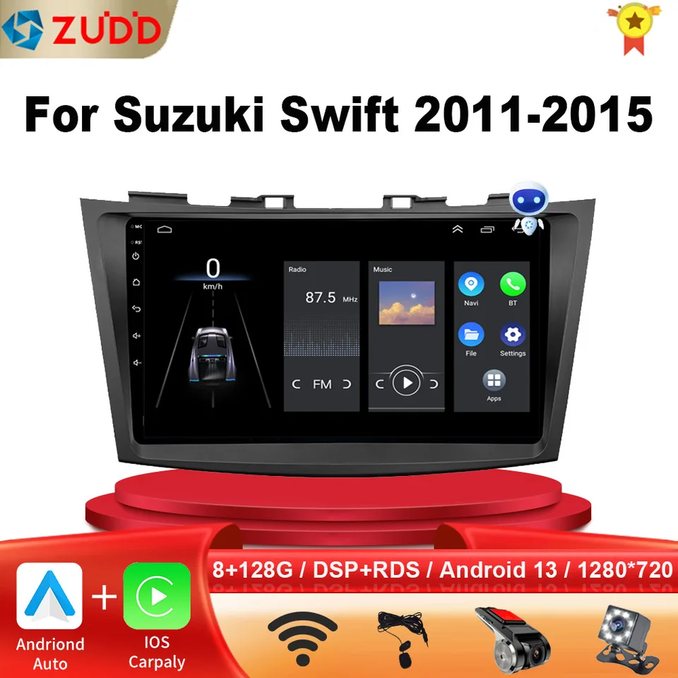 Automobilie Stereo Android 13 pre Suzuki Swift 4 2012 2012 2013 2014 -2016 Multimedia video prehrávač 2 DIN Auto Audio GPS CarPlay