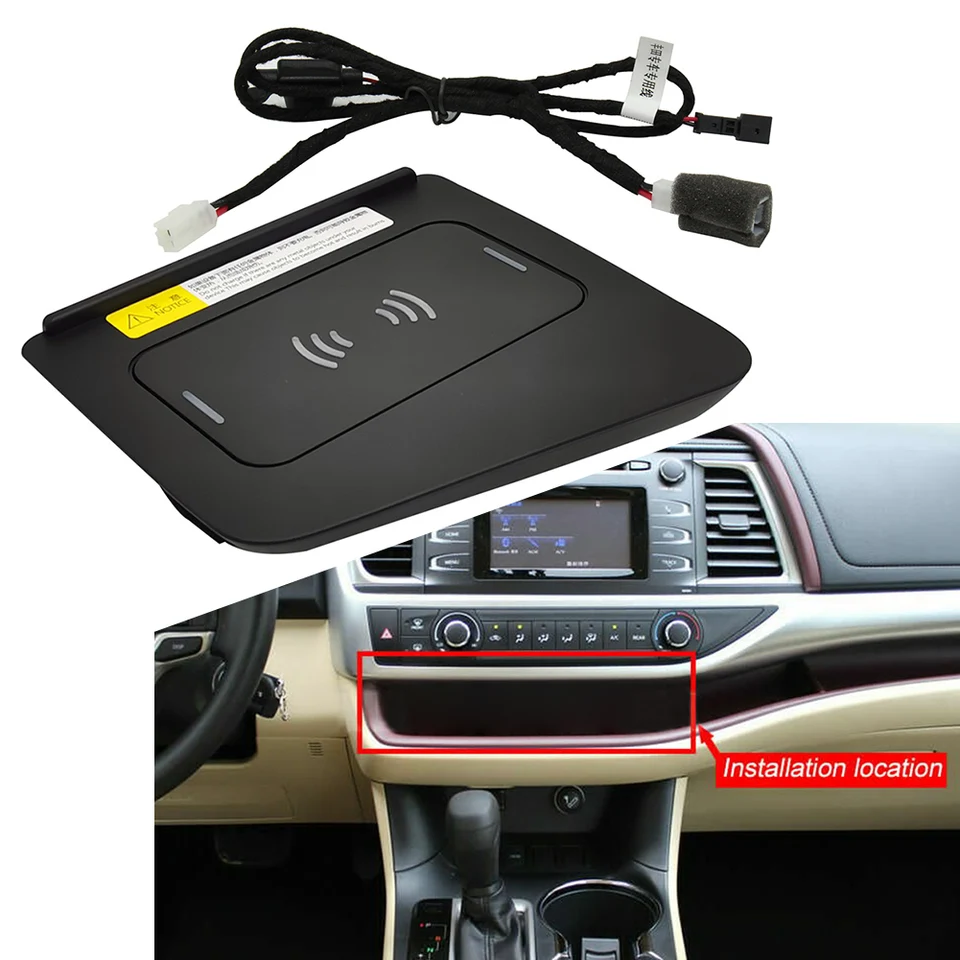 Automobilka Console Console Wireless Telefón rýchle nabíjacie podložka pre Toyota Highlander 2014 2015 2016 2017 2018 2018 2019 LHD