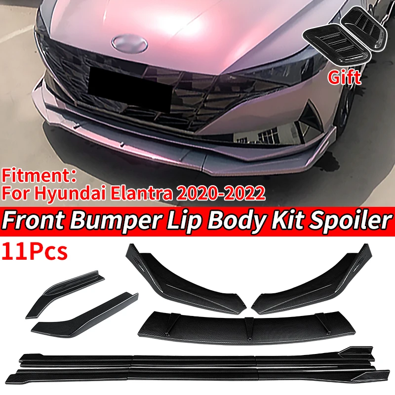 Automobilka predná nárazníčka Body Súprava brady Spoiler Protector bočné sukne predlžovanie zadného zábal uhlíka uhlíka ABS pre Hyundai Elantra 2021