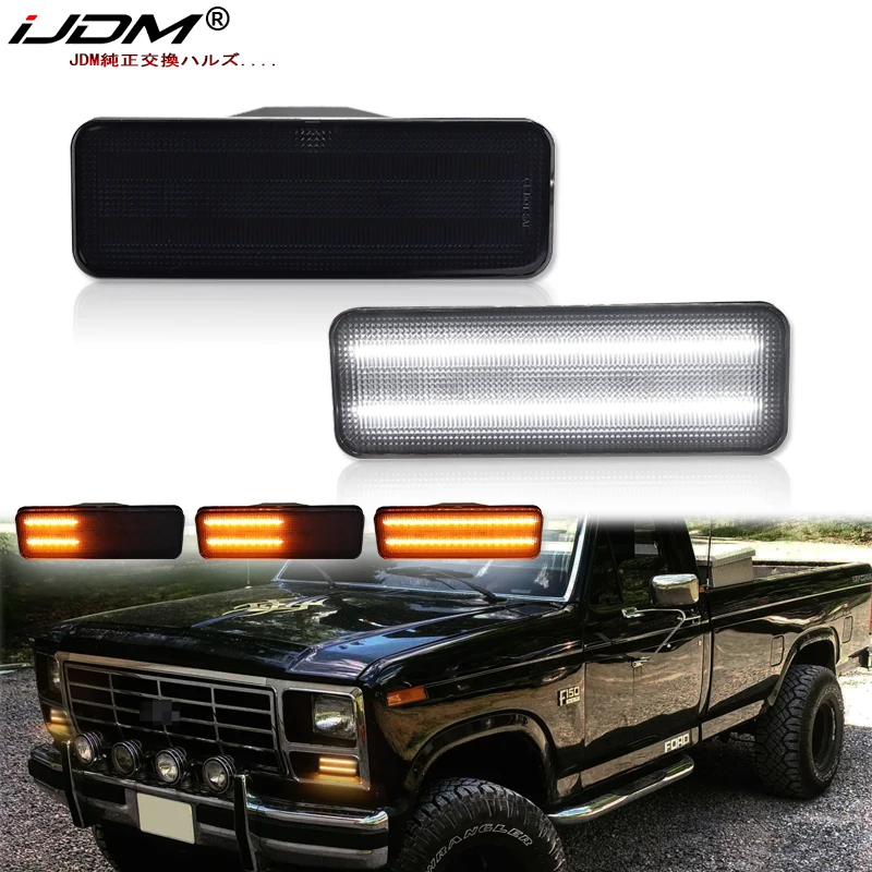 Automobilka Signály Auto predného nárazníka Zostava svetiel pre Ford Bronco F150 F250 F350 Coupe White LED Parkovanie/DRL 80-86
