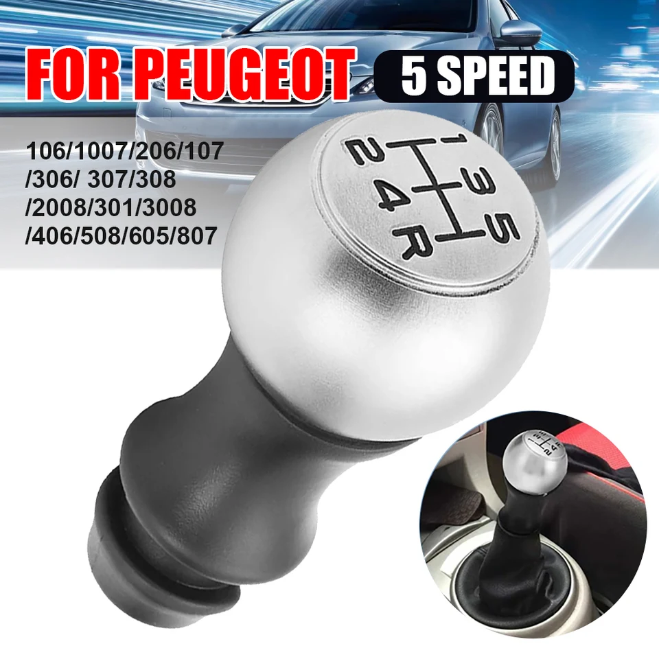 Automobilová radnica hlava 5-stupňová športová verzia Gear Lever Shift Shift Head Matte VTS zliatina hliníka vhodná pre Peugeot