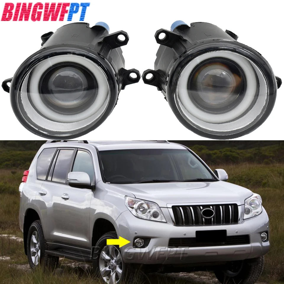 Automobilové doplnky FOG LAMP LED ANGEL EYE DRL DENNÉ RELAČKA PRE TOYOTA Land Cruiser Prado 150 J150 2009-2013 Anti Fog Lights Cut objektív