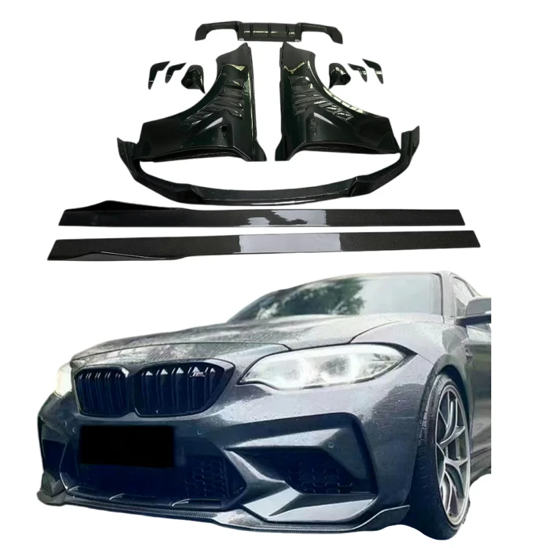 Automobilové doplnky uhlíkové vlákno Súprava zadná pery bočné sukne predné pery Spoiler Car pre BMW M2C F87 2016-2022