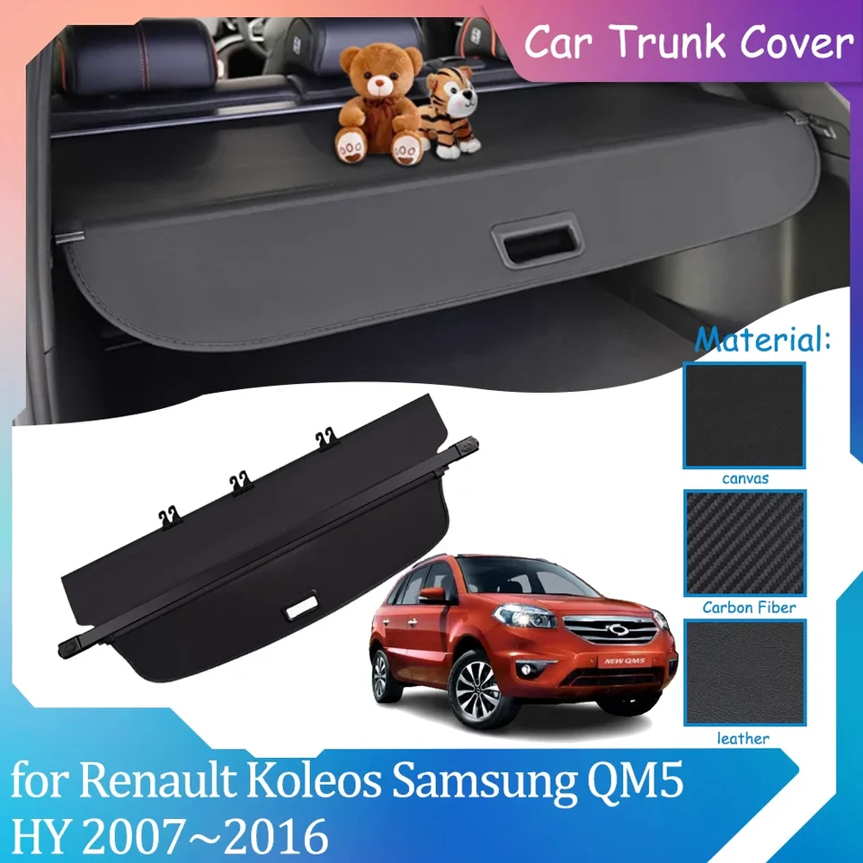 Automobilové kryty pre Renault Koleos Samsung QM5 HY 2007 ~ 2016 Witerproof batožina záclony Označte ochranu osobných príslušenstiev Cargo Pad