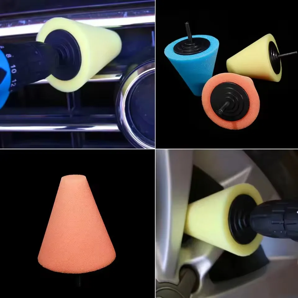 Automobilové leštenie špongie zužovali detail detail leštiace špongie guľôčkové leštenie kužeľa sada automobilu buffing huby leštiaca súprava