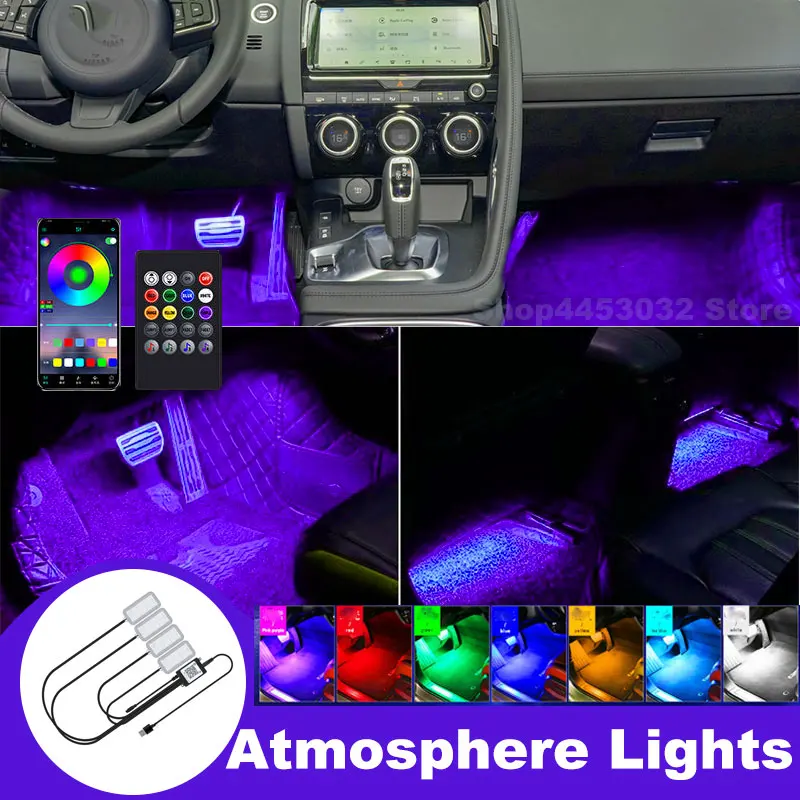Automobilové okolité svetlo RGB LED lampa USB pre Jaguar XF XE X-Type I PACE XJ F-Pace bezdrôtové príslušenstvo pre ovládanie diaľkových aplikácií