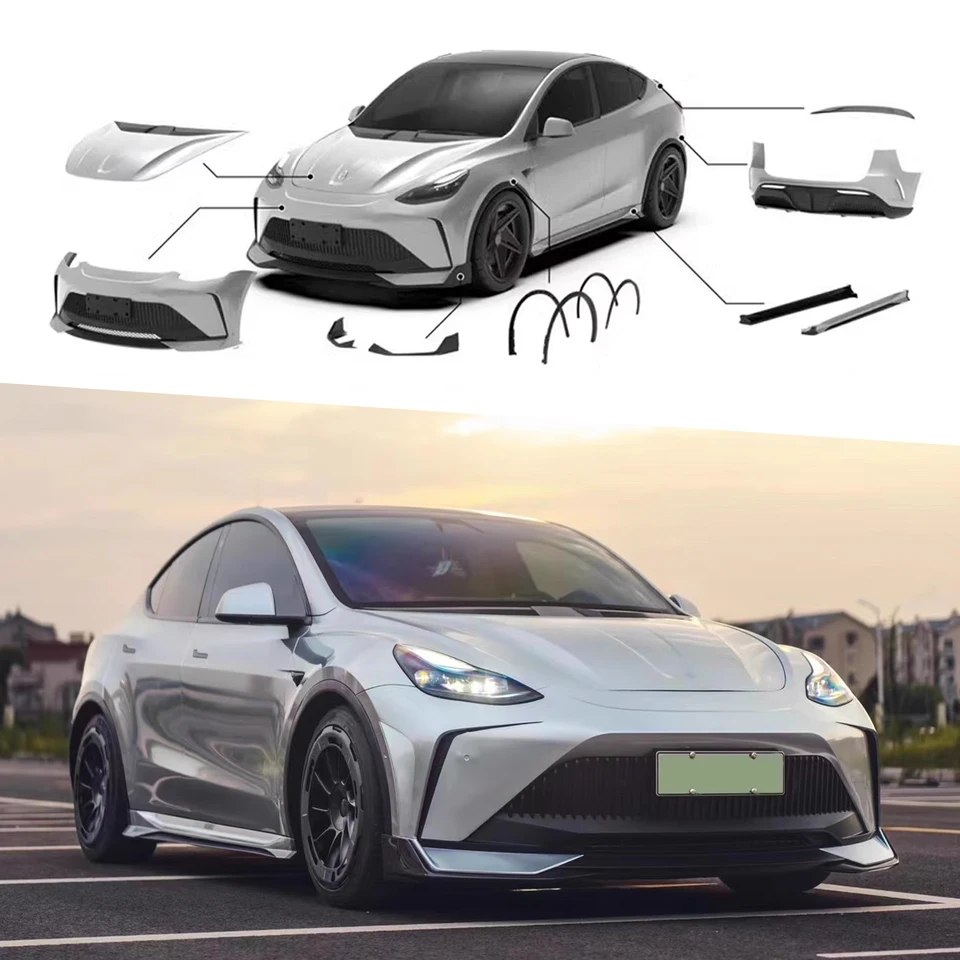 Automobilové príslušenstvo predné zadné nárazník bočná sukňa pre Tesla Model Y Body Kit