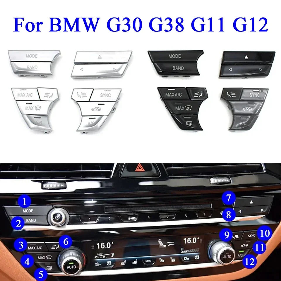 Automobilové prístupy 12/Set Dash Console AC Air Air Ovládanie tlačidiel Kľúčom na tlačidlo Klávesy na výmenu BMW 5 7 Series G30 G38 G11 G12