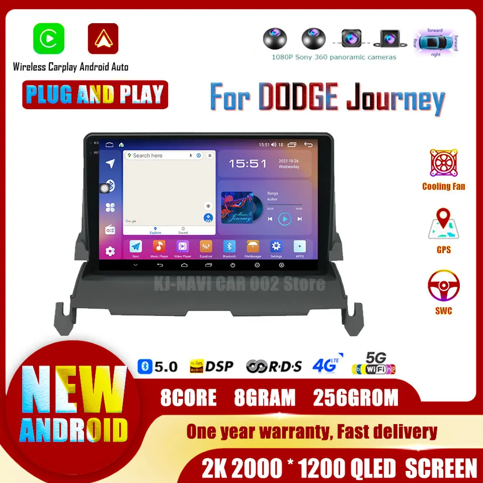 Automobilové rádio 2 DIN SCREE Android pre Dodge Journey 2009 - 2012 Stereo GPS navigačné multimediálne autorádio hlava hlavy CarPlay Auto