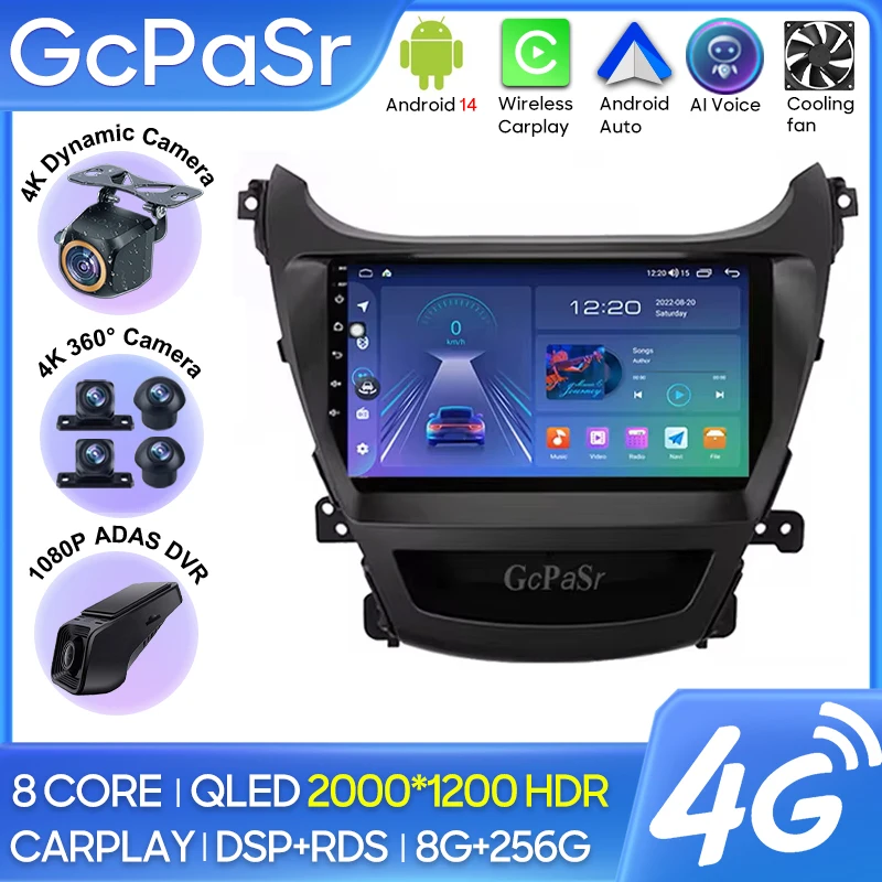 Automobilové rádio CarPlay pre Hyundai Elantra Avante I35 2011-2016 Navigation GPS Android Auto Screen Video Stereo 4G Nie 2Din WiFi Head