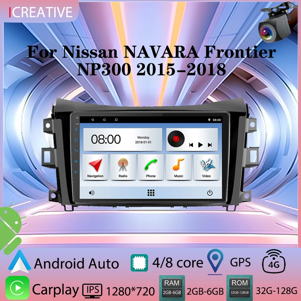 Automobilové rádio pre Nissan Navara Frontier NP300 2015-2018 CarPlay Multimedia Player Stereo Autoaudio Android Head Unit Navigation GPS GPS